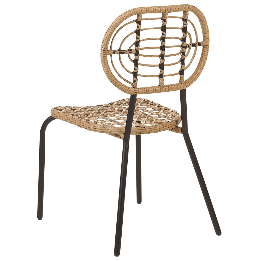Set di 8 sedie con cuscino di seduta in rattan naturale intrecciato stile boho esterni interni