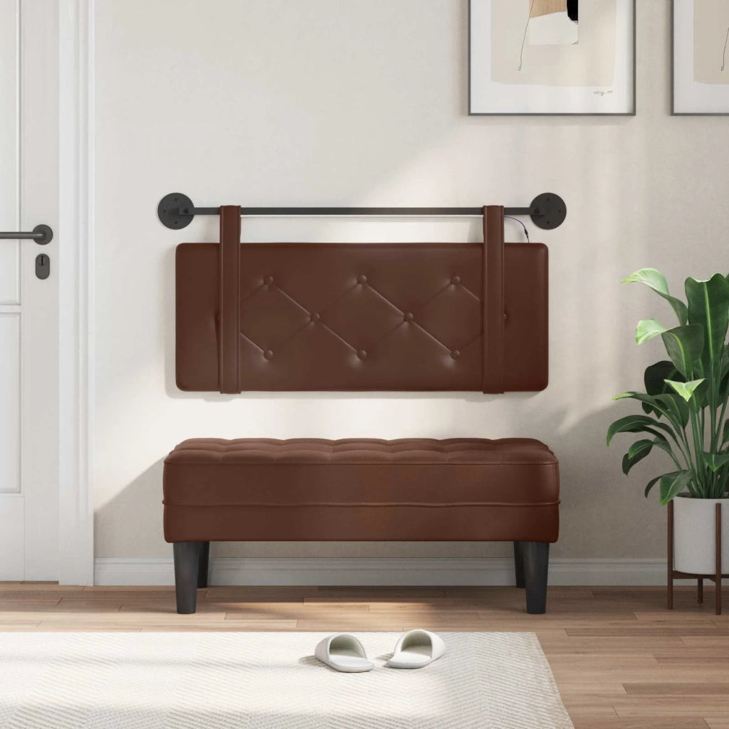 Testiera | Testata sospesa Con luce LED Marrone Similpelle