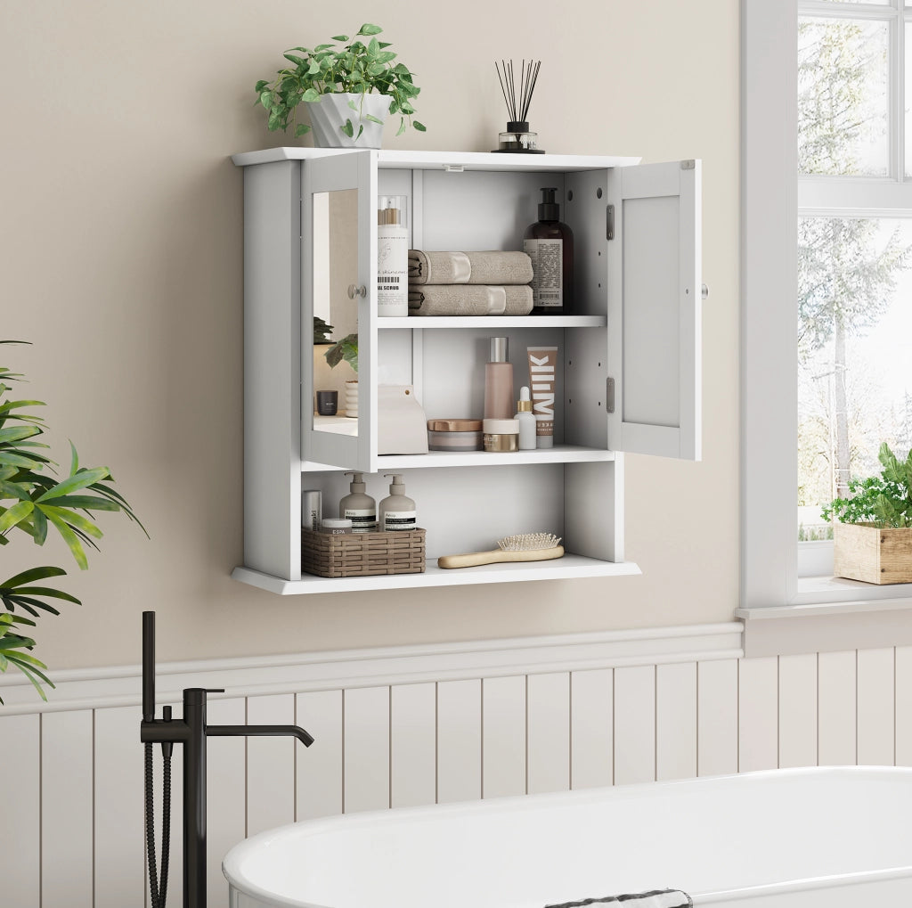 ARMADIO DA BAGNO con specchio 54,6 x 19,8 x 60 cm Bianco MDF