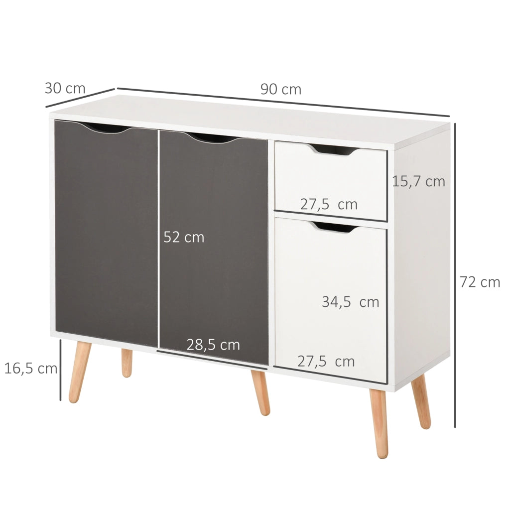 Armadio con 3 ante e cassetto ¨C zephmum ¨C 90x30x72 cm bianco grigio