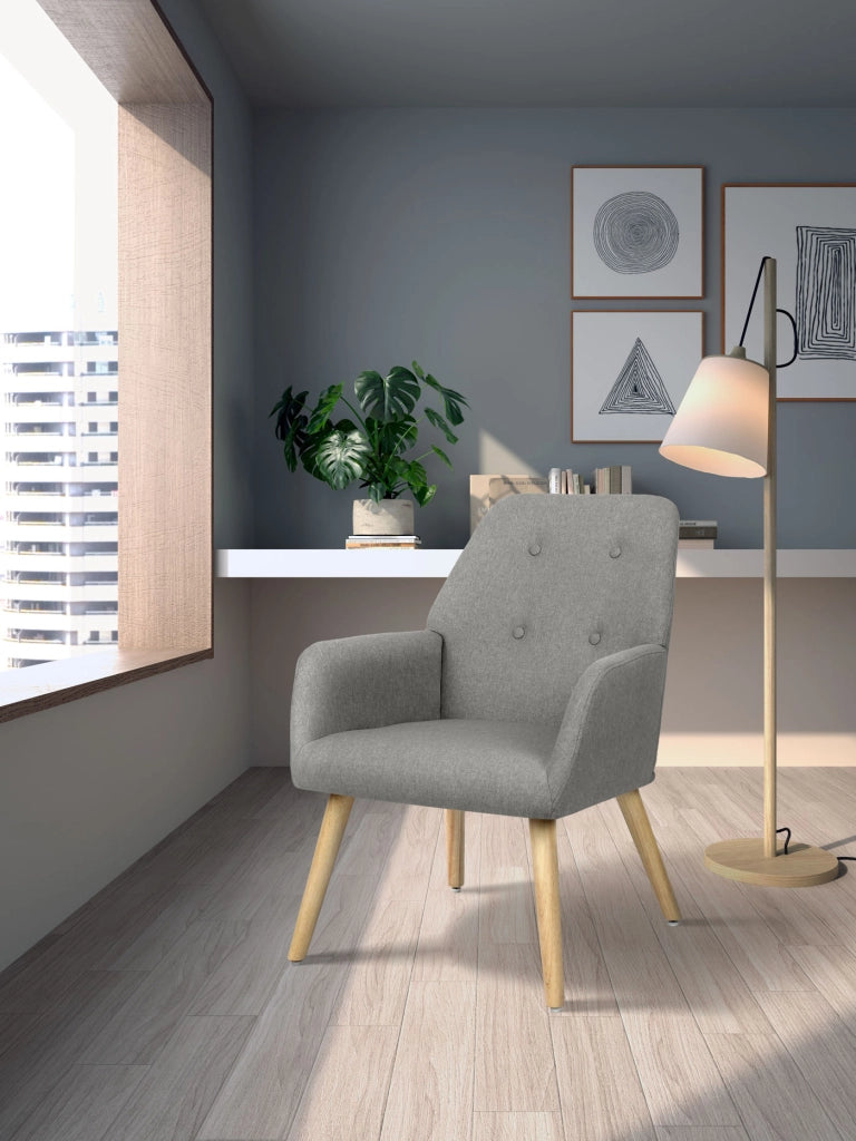 Poltrona Hispanohogar tessuto grigio con gambe Hispanohogar legno 81x61x68