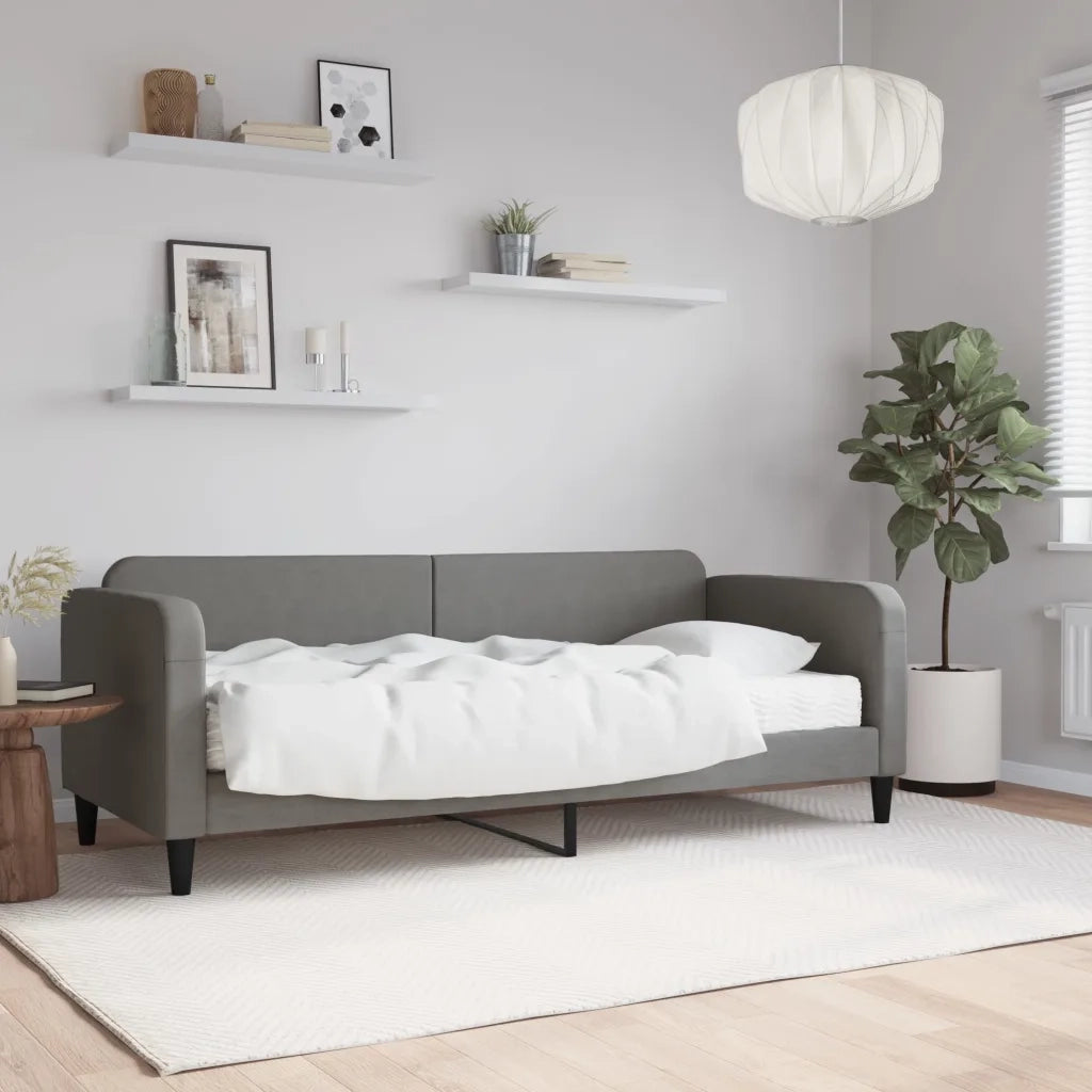 Divano letto | Sof¨¤ letto | Letto singolo con Materasso Grigio Scuro 80x200 cm in Tessuto