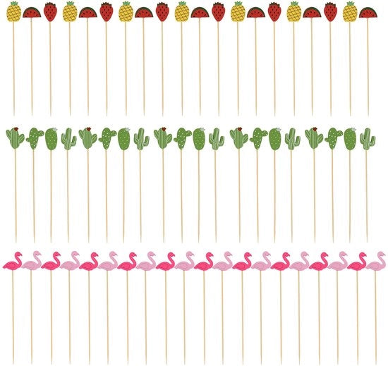 Puntine per cocktail 12 cm - Bamboo - Riciclabili - Spiedini per finger food - Spiedini per tapas - Spiedini per cocktail - Amichevole con l'ambiente - Decorazione colorata - Puntine per cocktail