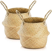 Set di Conservazione per Zebrini | Rond, Tessuto, Naturale | Maniglie | Cestino della Cucina, Cestino per Fiori, Cestino per Oggetti | Ripiegabile | Deposito a Soffitto, Piante, Giocattoli | Dimensione XL
