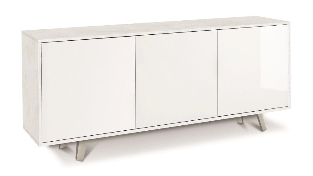 Mobile Madia 3 ante e 3 ripiani interni H74 L177 P41 Cm struttura color Bianco ossido frontali Bianco Lucido 7073k Sarmog