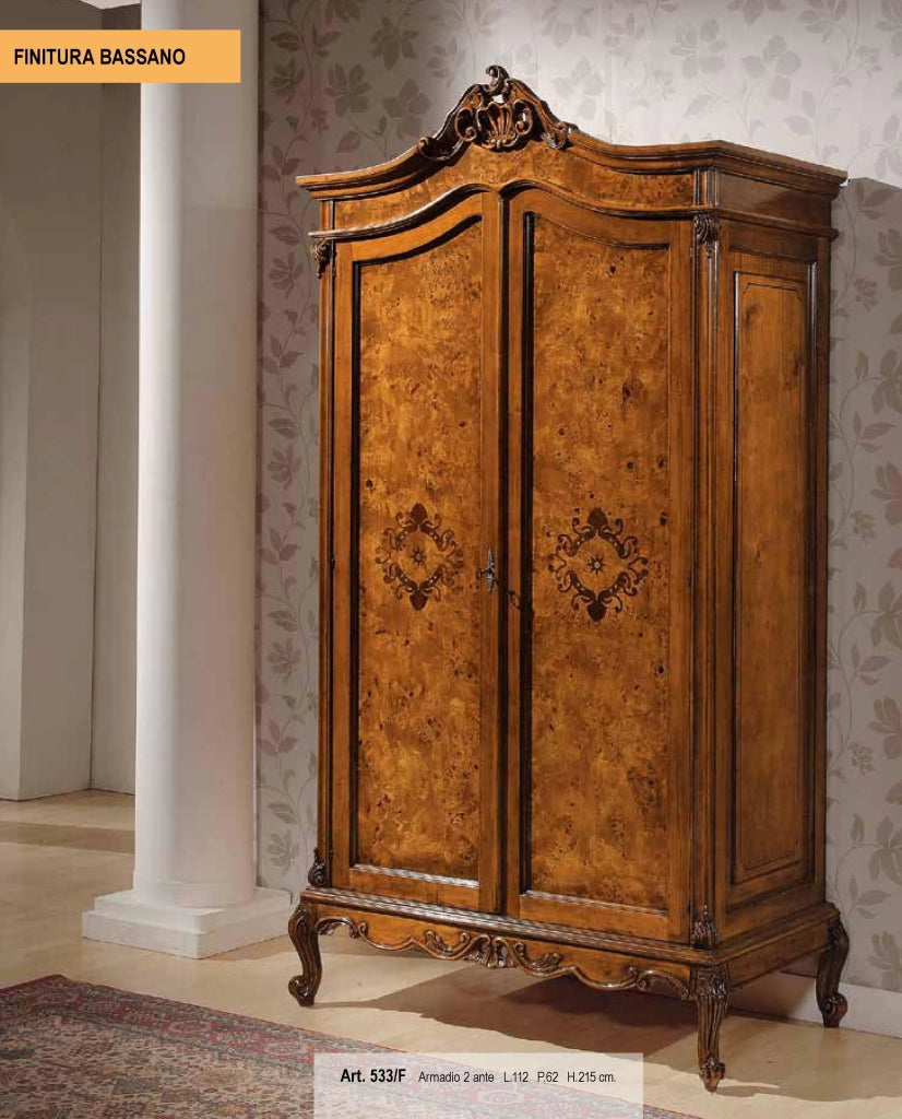 Armadio classico in legno di radica 2 porte impero 112x62x215 - Mobili 2G
