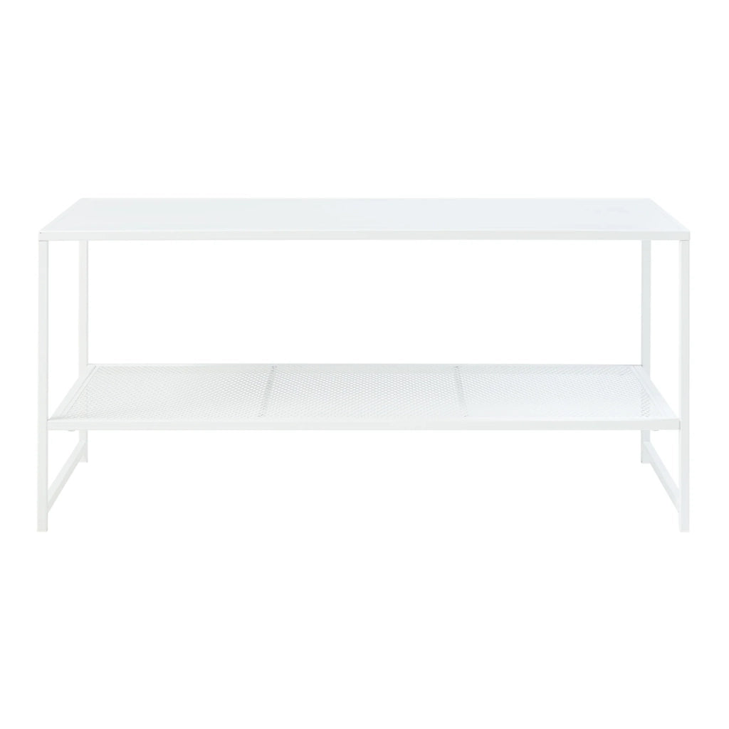 Tavolino/consolle con ripiano in acciaio 102 x 43 x 46 cm bianco opaco 03_0010782