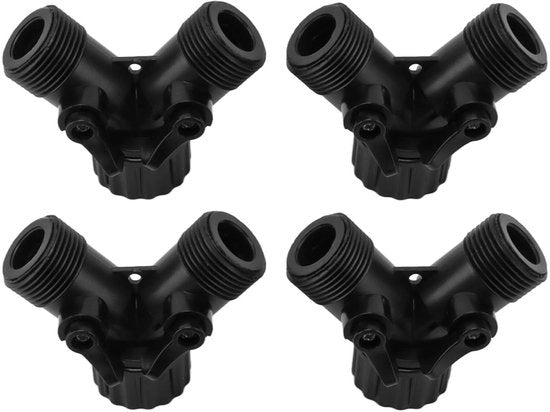Connettore a Y per tubi 2 vie - 4 pezzi - Connessione per tubi - Esterno/Interno - Plastica - Utile per l'uso congiunto - Adattatore per tubi