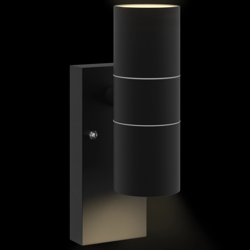 Lampade da Parete Esterne 2 pz Acciaio Inossidabile Nero IP44