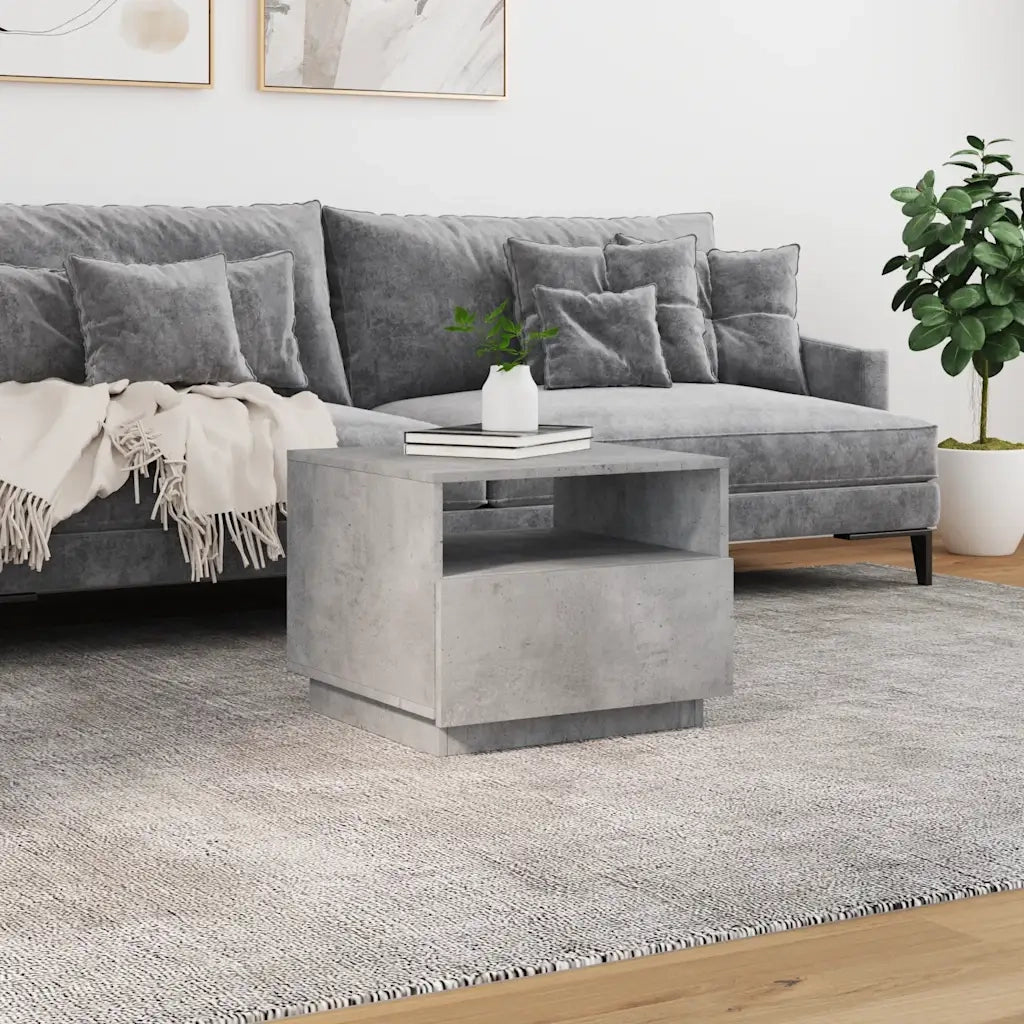 Tavolino da Soggiorno con Luci LED Grigio Cemento 50x49x40 cm 839829