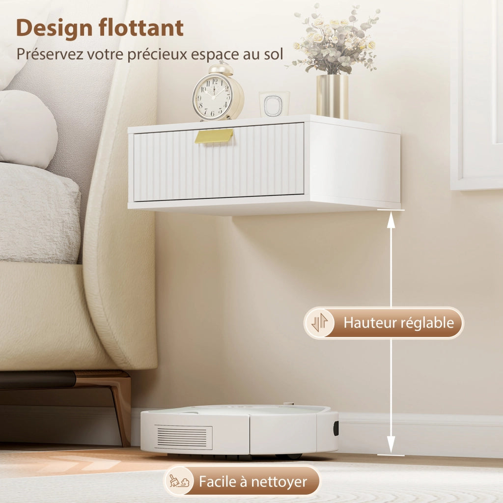 Comodini a muro con cassetto ¨C Zephmum ¨C Bianco 40x30x15 cm