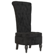 Poltrona | Sedia con Schienale Alto Design con Bottoni in Velluto Nero