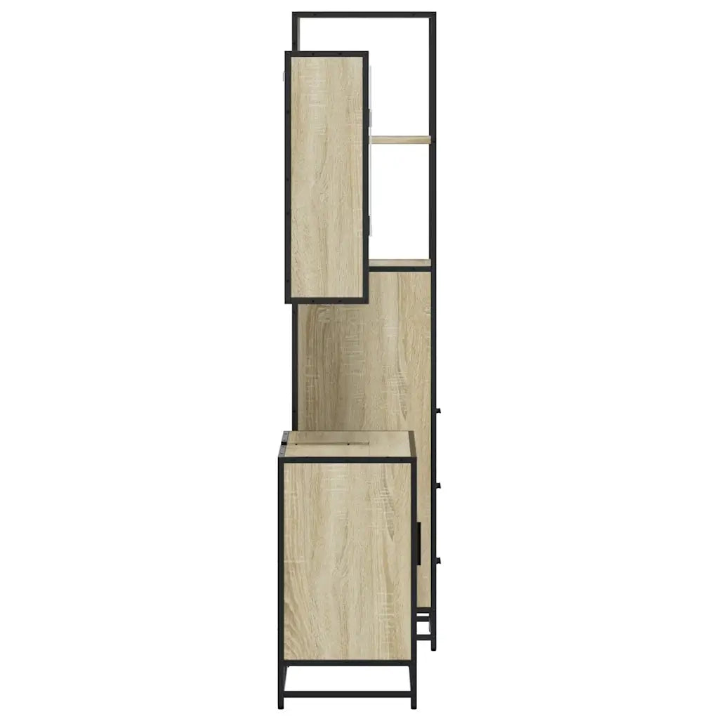 Set Mobili da Bagno 3 pz Rovere Sonoma in Legno Multistrato