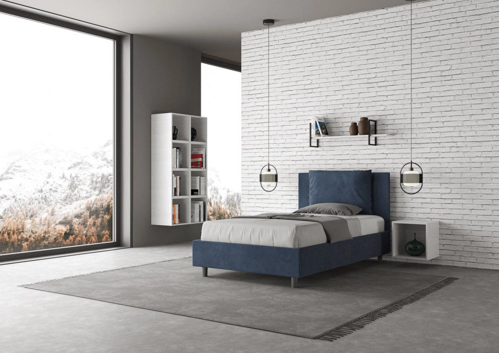 Letto 1 Piazza e Mezzo 120x210 cm con Rete e Contenitore Antea Blu