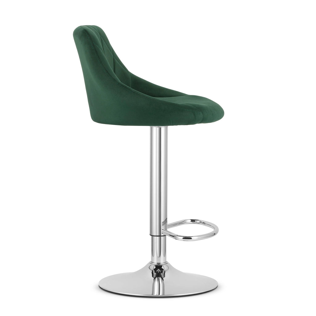 Sgabello girevole Valora DAKA in velluto verde con base cromata