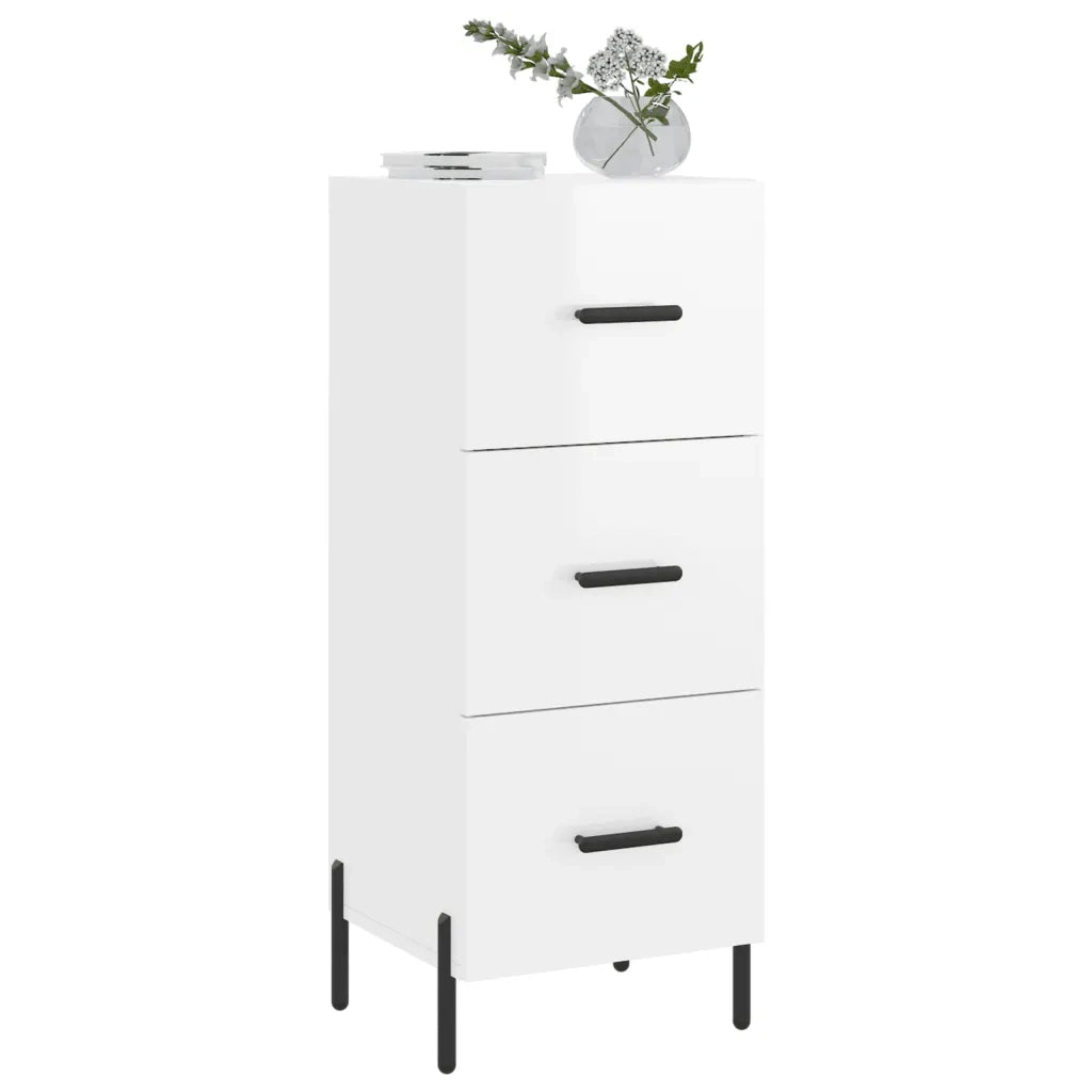 Credenza | Madia | Buffet da pranzo | Armadio da pranzo Bianco Lucido 34,5x34x90 cm in Legno Multistrato
