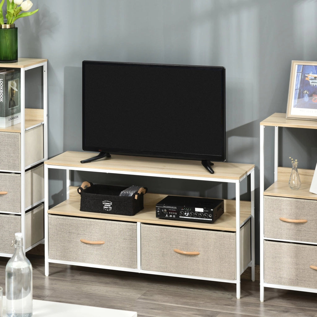 Mobile TV da 47" con Cassetti in Tessuto 98x29x56cm Colore Legno