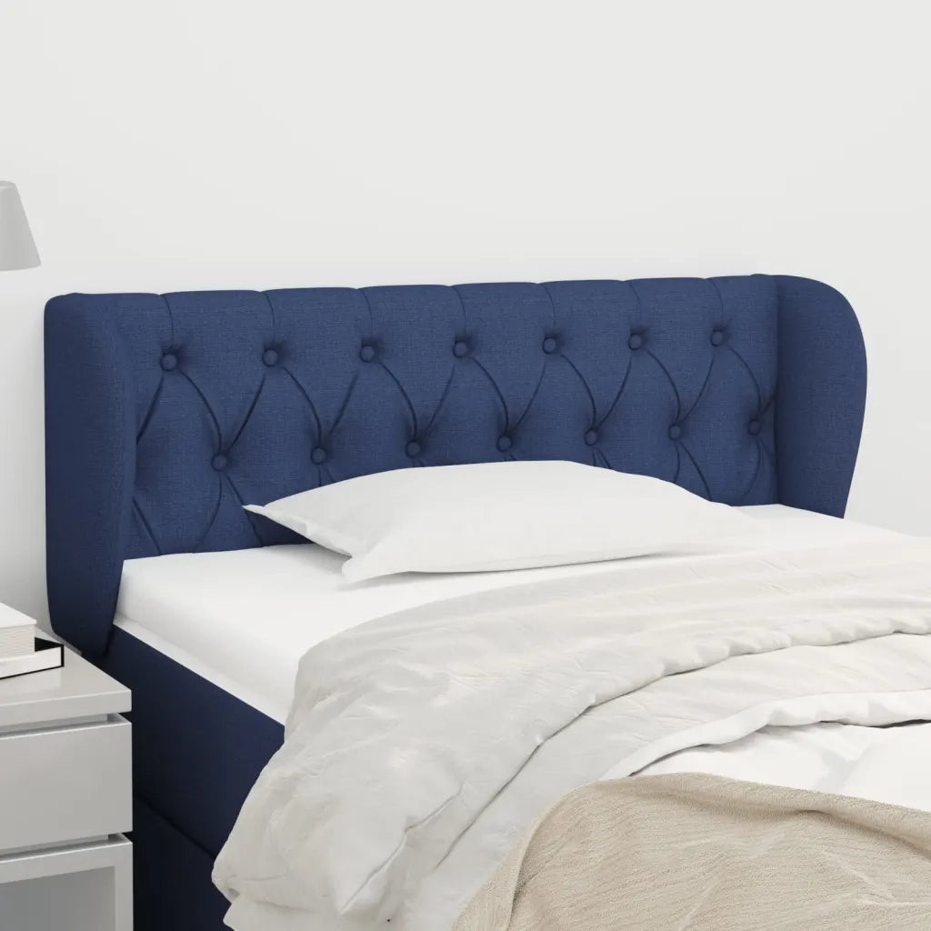 Testiera | Testata ad Orecchio Blu 93x23x78/88 cm in Tessuto