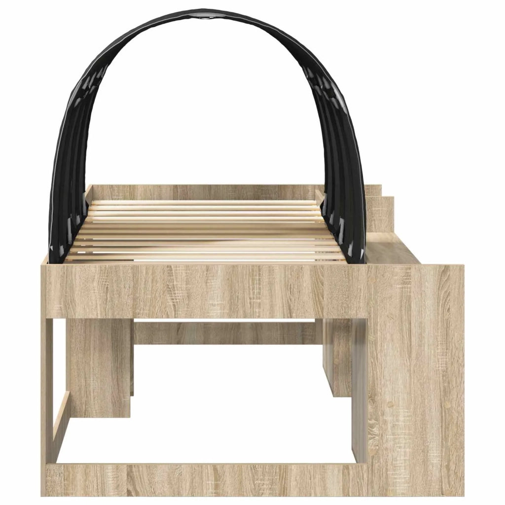 Letto alto per bambini con storage 3 pz Rovere Sonoma e Nero 3423604