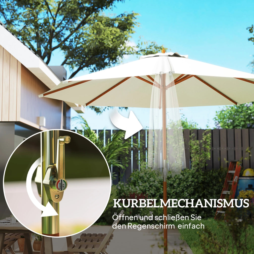 Ombrellone da giardino in legno ¨C zephmum ¨C crema 2.5m