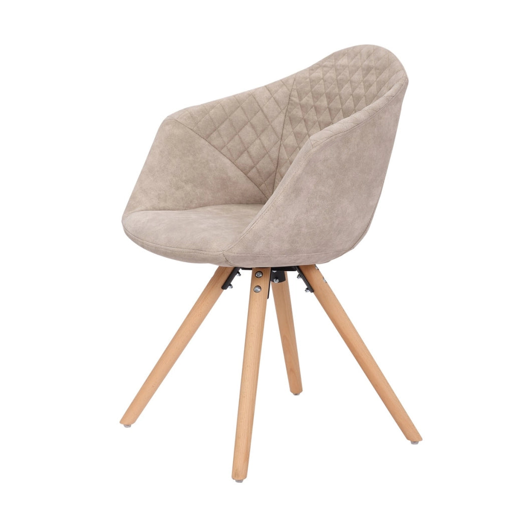 Set di 2 Sedie Chadwick in Tessuto Crema con Gambe in Faggio