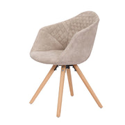Set di 2 Sedie Chadwick in Tessuto Crema con Gambe in Faggio