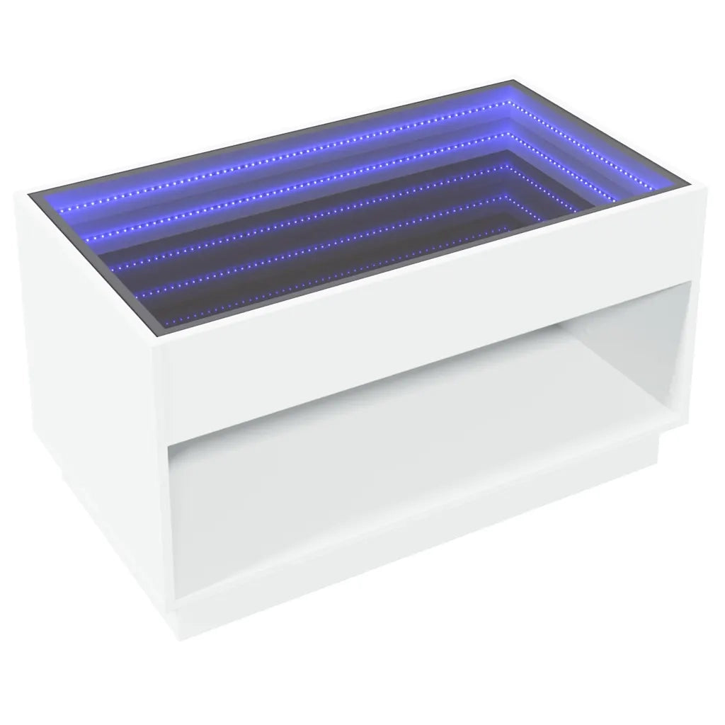 vidaXL Tavolino da Salotto con LED Infinity Bianco 90x50x50 cm