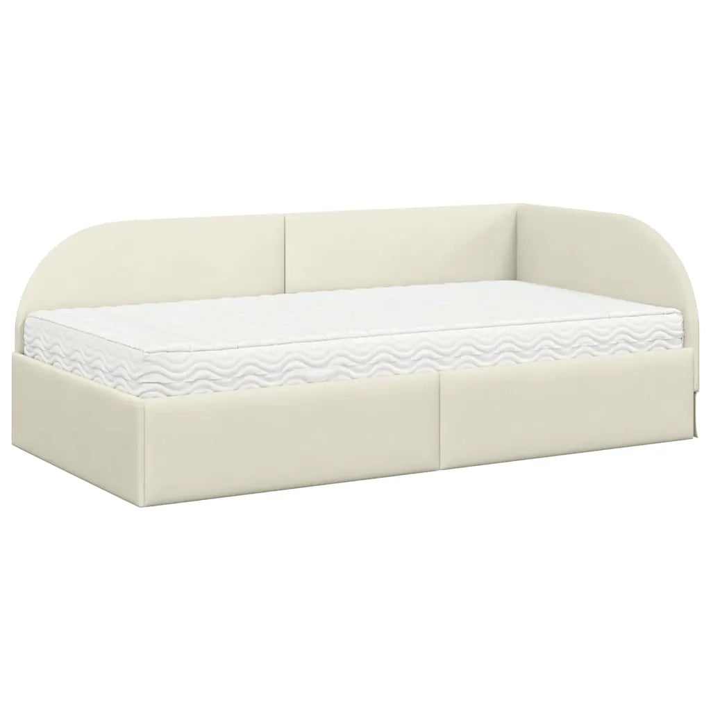 Struttura Letto Angolare con Materasso 2 pcs Crema Velluto 3394201