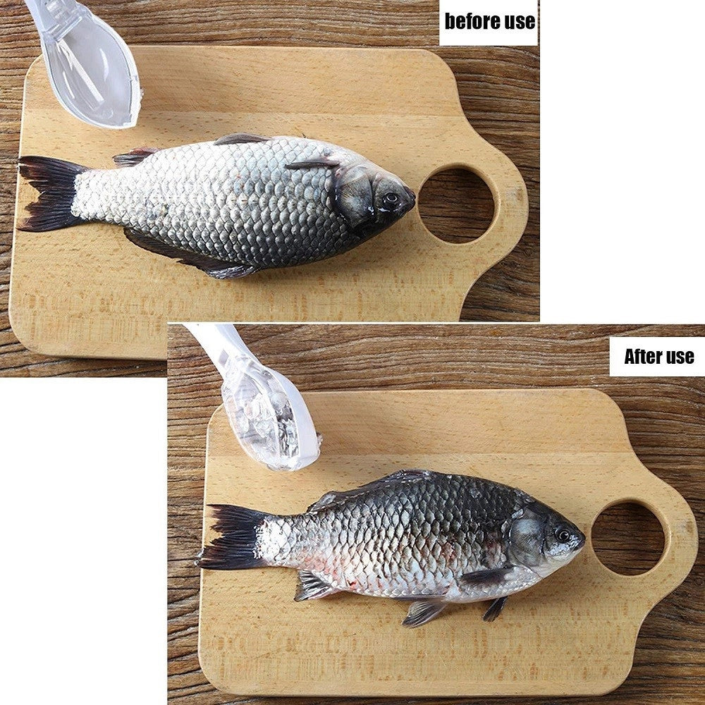 Trade Shop - Set 3pz Squamatore Pesci Raschietto Plastica Squame Pesce Casa Cucina Ristorante -