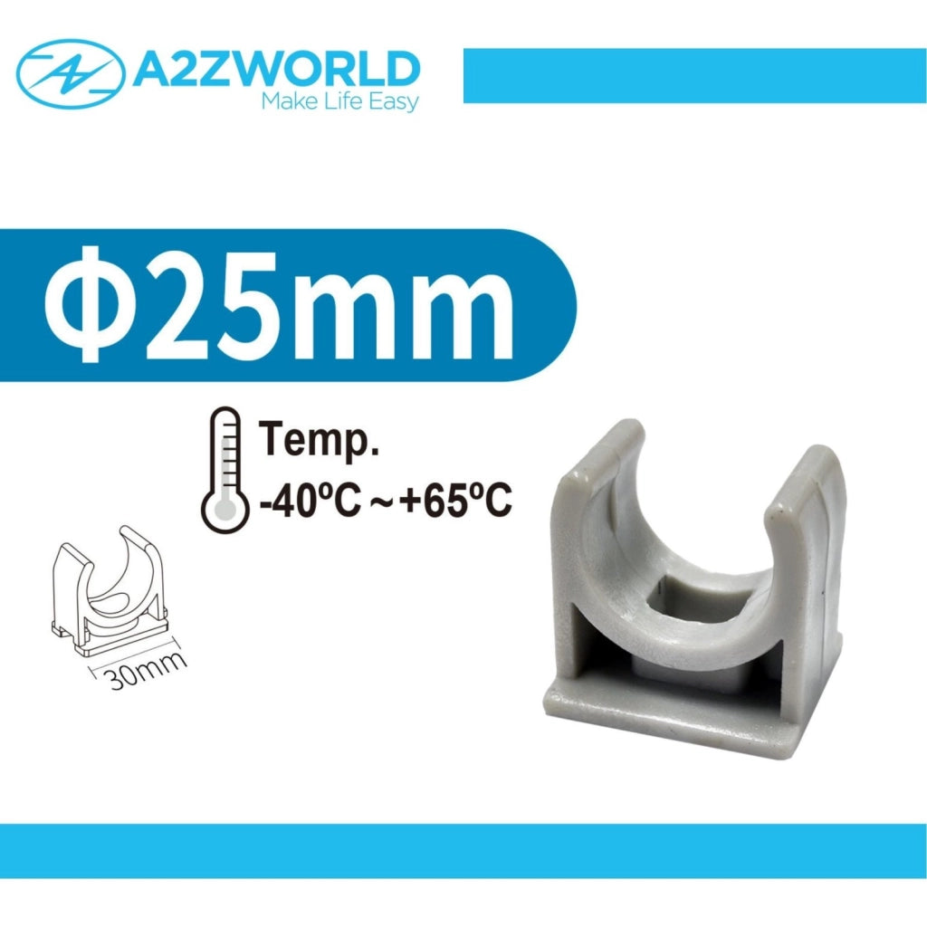 5 Pezzi Clip Fissatubo A Scatto Diametro 25mm per Tubo Rigido e Flessibile da 25mm Colore Grigio IP40