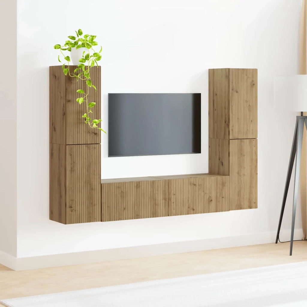 Set mobile TV 6 pcs Rovere artigianale Legno multistrato