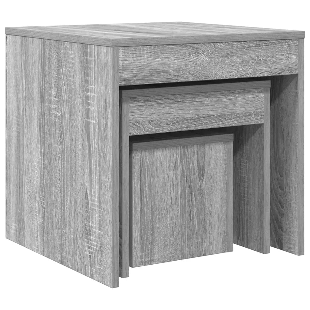 Tavolini Impilabili 3 pz | Tavolo laterale Grigio Sonoma in Legno Multistrato