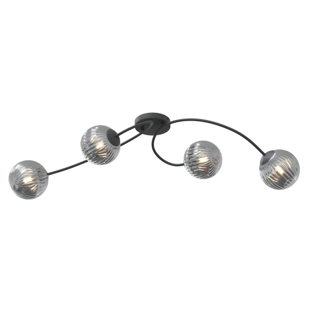 Lampada a sospensione Vibra in acciaio nero grafite e vetro