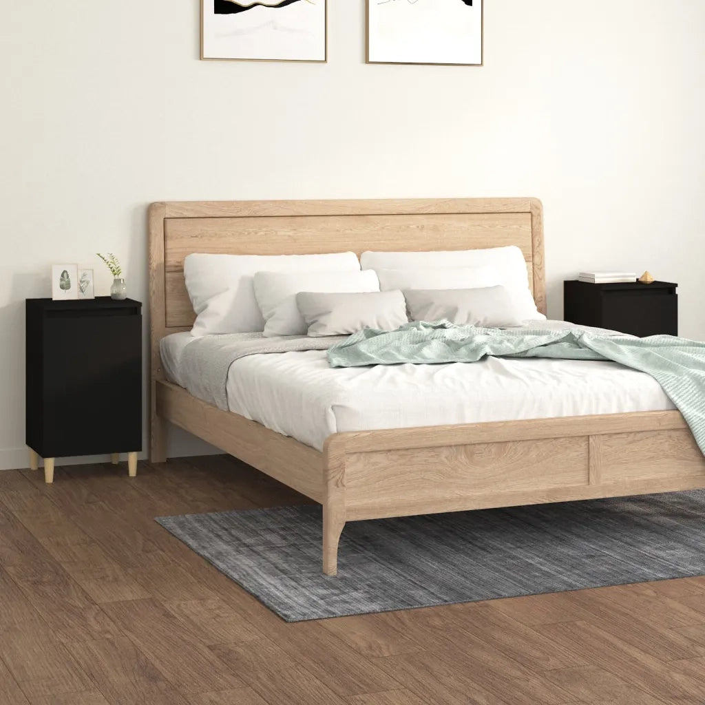 Set di 2 Comodini | Armadio da Notte | Mobiletto da notte Neri 40x35x70 cm in Legno Multistrato