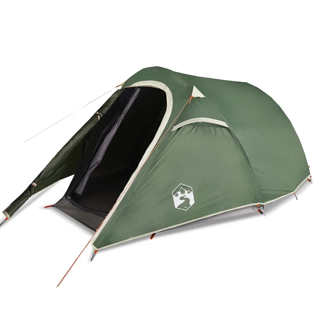 Tenda da Campeggio a Tunnel per 3 Persone Verde Impermeabile 94600