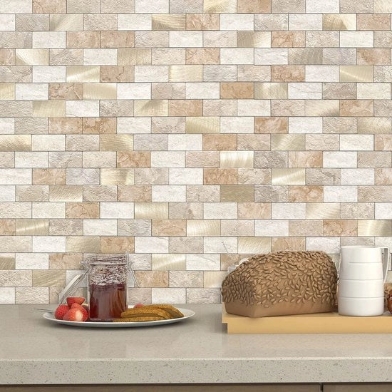 Tegli Autoadesivi Acqua Impermeabili - 3D Mattonelle per Pareti - Strisce di Protezione per Cucina - Mozaico per Bagno - Facili da Pulire - Resistente al Calore