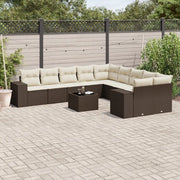Set Divani da Giardino 11 pz con Cuscini Polyrattan Marrone 3223122