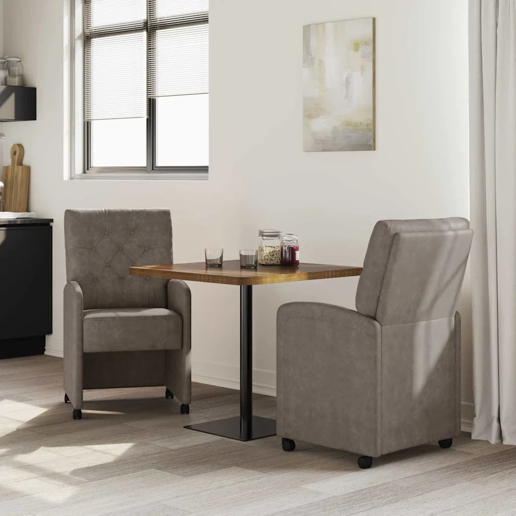 Sedie da Pranzo con Ruote 2 pcs Grigio 58 x 67 x 97 cm 42017859
