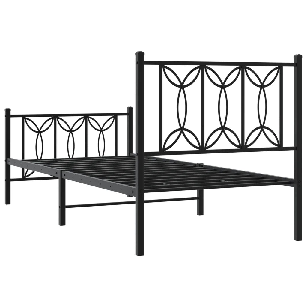 Giroletto con Testiera e Pediera-Struttura Letto Metallo Nero 75x190 cm 298976