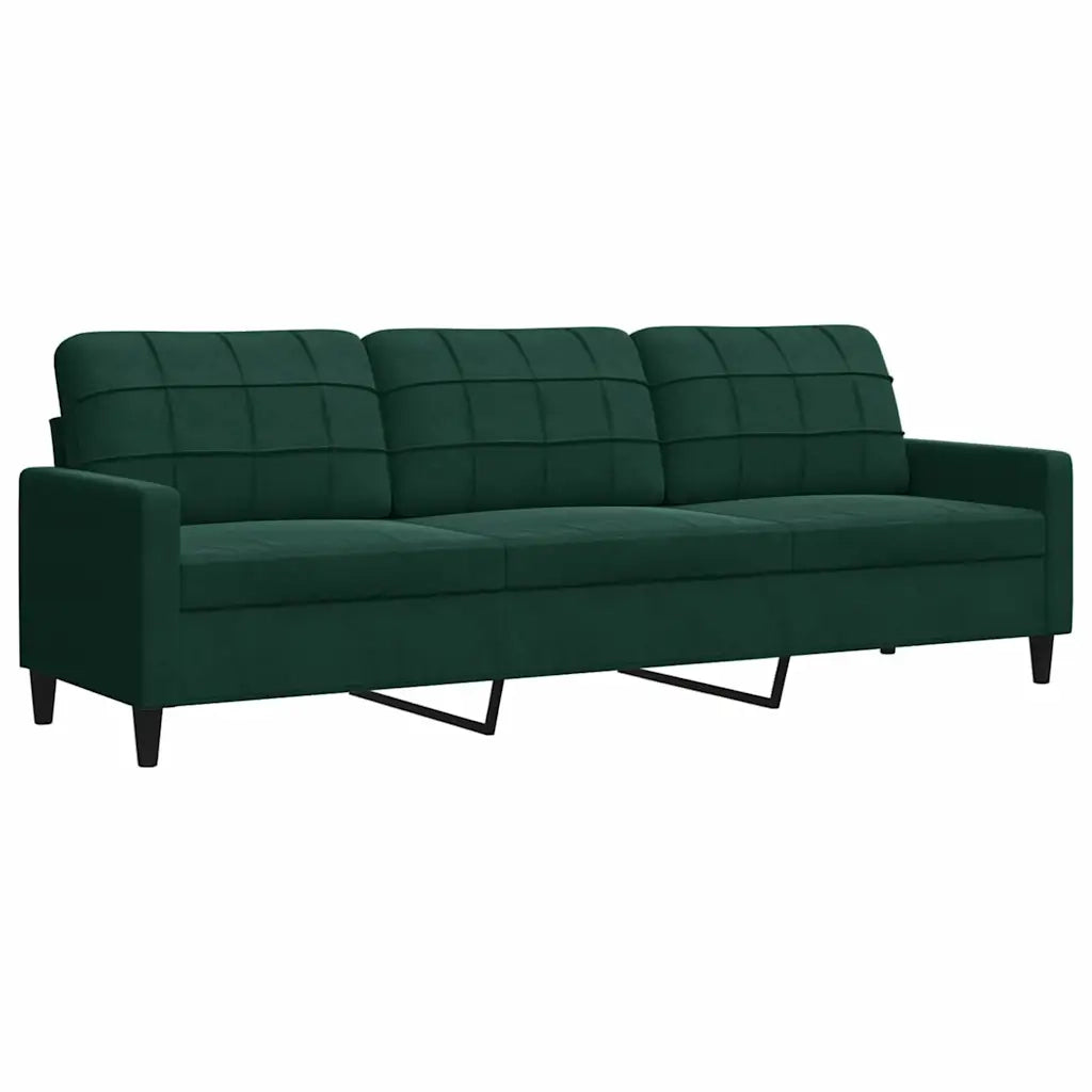 Divano a 3 Posti Verde Scuro 210 cm in Velluto 4007646