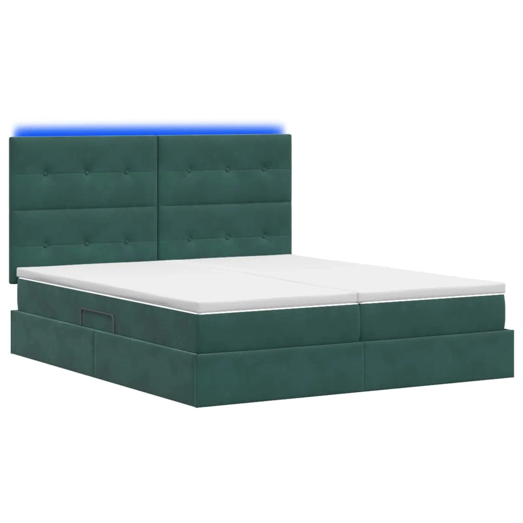 Letto con contenitore LED e materasso Verde Scuro 200 x 200 cm 3460275