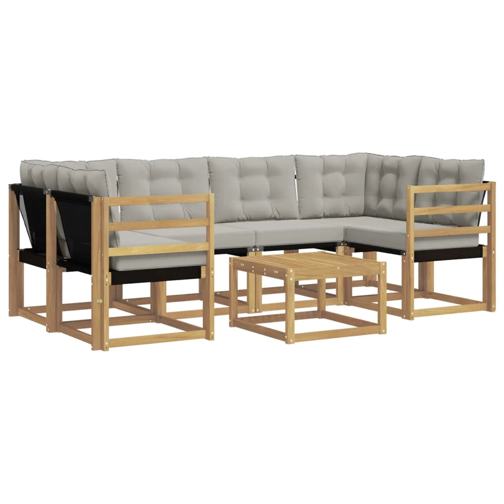 Set di divani da esterno 7 pcs Bianco e Grigio Chiaro