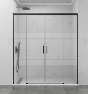 Box doccia frontale BASIC 2 fissi + 2 scorrevoli 190 cm (100+100) nero opaco vetro Frost Plus