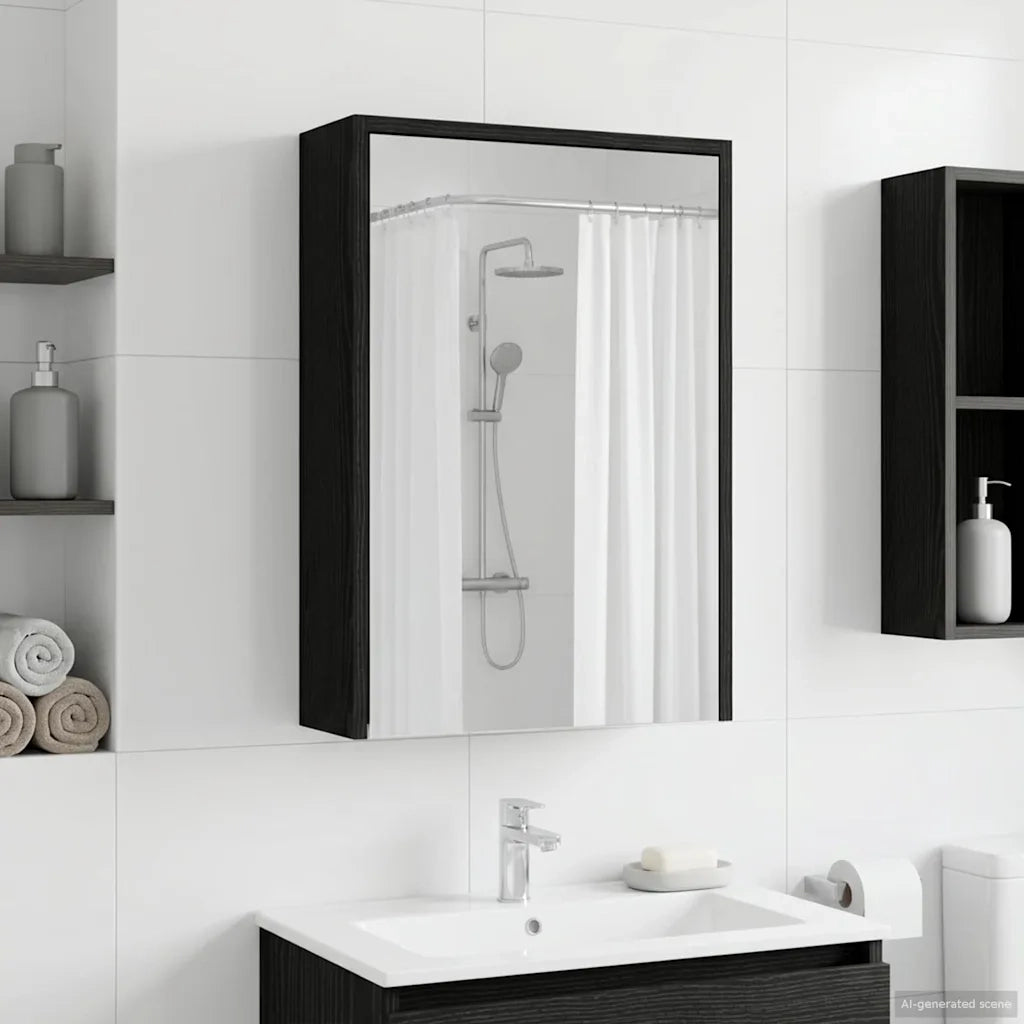 Mobiletto per specchio da bagno Rovere Nero 43 x 16 x 62.5 cm 889136