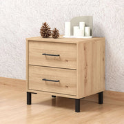 Clanezzo, Comodino 2 Cassetti, 48x40x52h cm Marrone Rovere Nodi