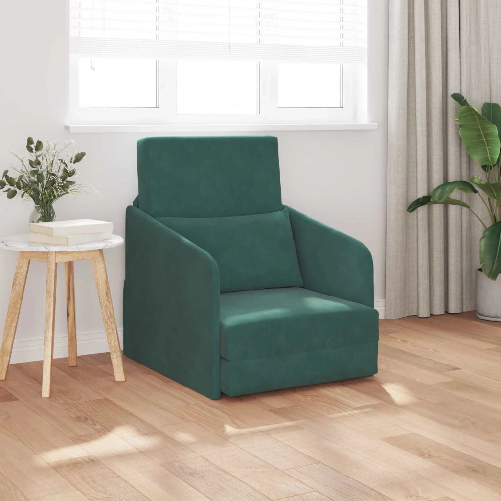 Divano letto | Sof¨¤ letto | Letto singolo Verde Scuro 65 x 80 x 83 cm Velluto