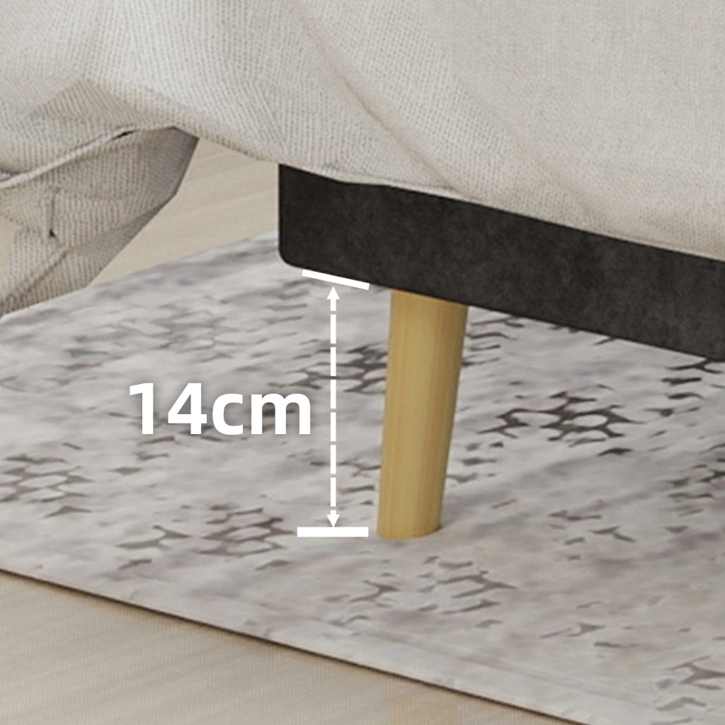 Letto 160x200 cm con Testiera Geometrica; Struttura in Tessuto e Metallo; Grigio