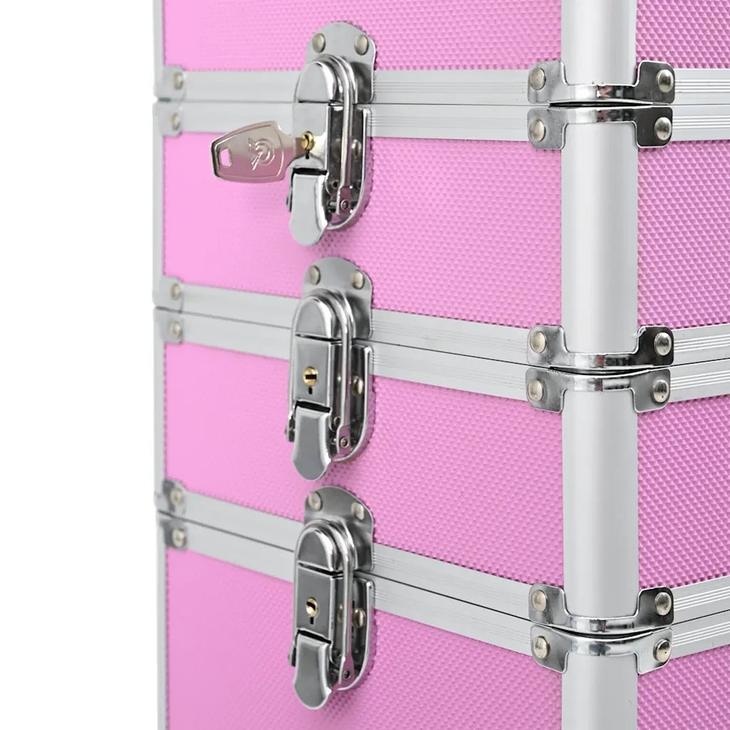 Valigia Trolley per Cosmetici Alluminio Rosa CFW1242455