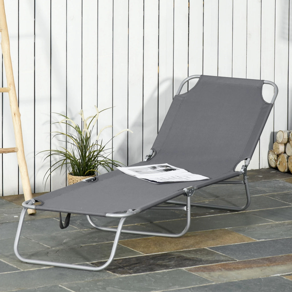 Sdraio Pieghevole con Schienale Reclinabile ¨C zephmum ¨C Grigio 187x55x24