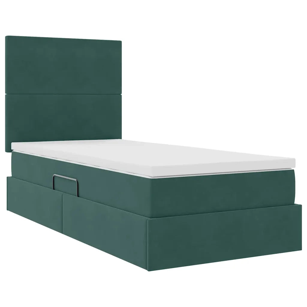Letto con contenitore e materasso Verde Scuro 90 x 200 cm